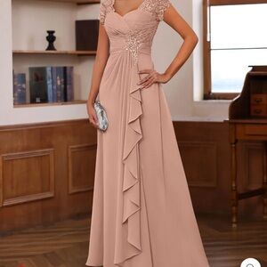 Chic Lace Maxi Dress in Dusty Rose